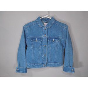 American Girl Jean Jacket Embroidered Flowers Floral Large 14 16 Blue Children's